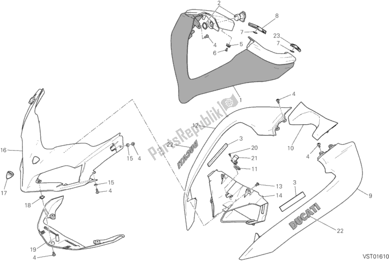 Tutte le parti per il Cuffia del Ducati Multistrada 950 Brasil 2018